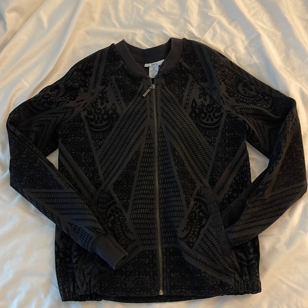 Bar III bomber jacket with velvet designs